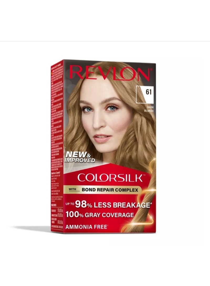 Revlon ColorSilk Permanent Hair Color with Bond Repair Complex - 61 Dark Blonde - Image 1